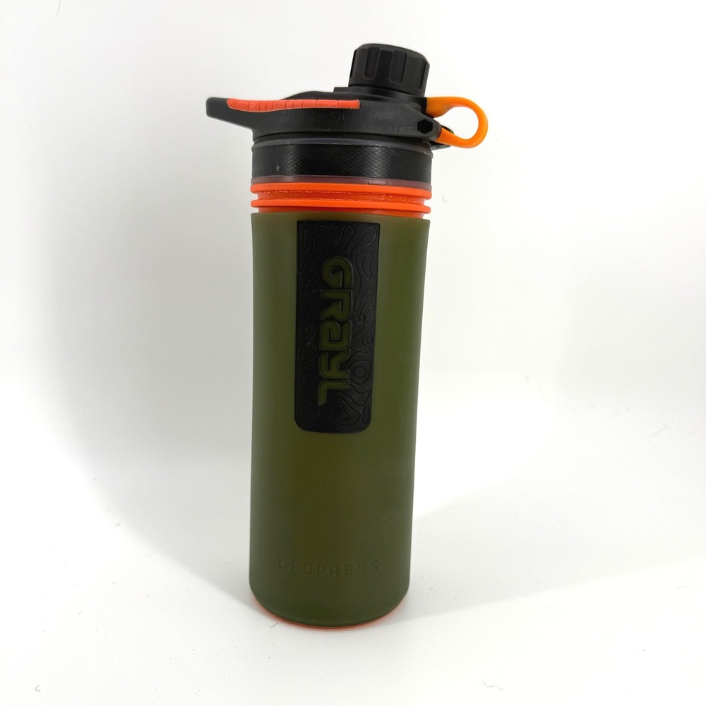 Grayl Geopress Water Purifier Bottle 24oz Olive Drab Orange Outdoor Survival